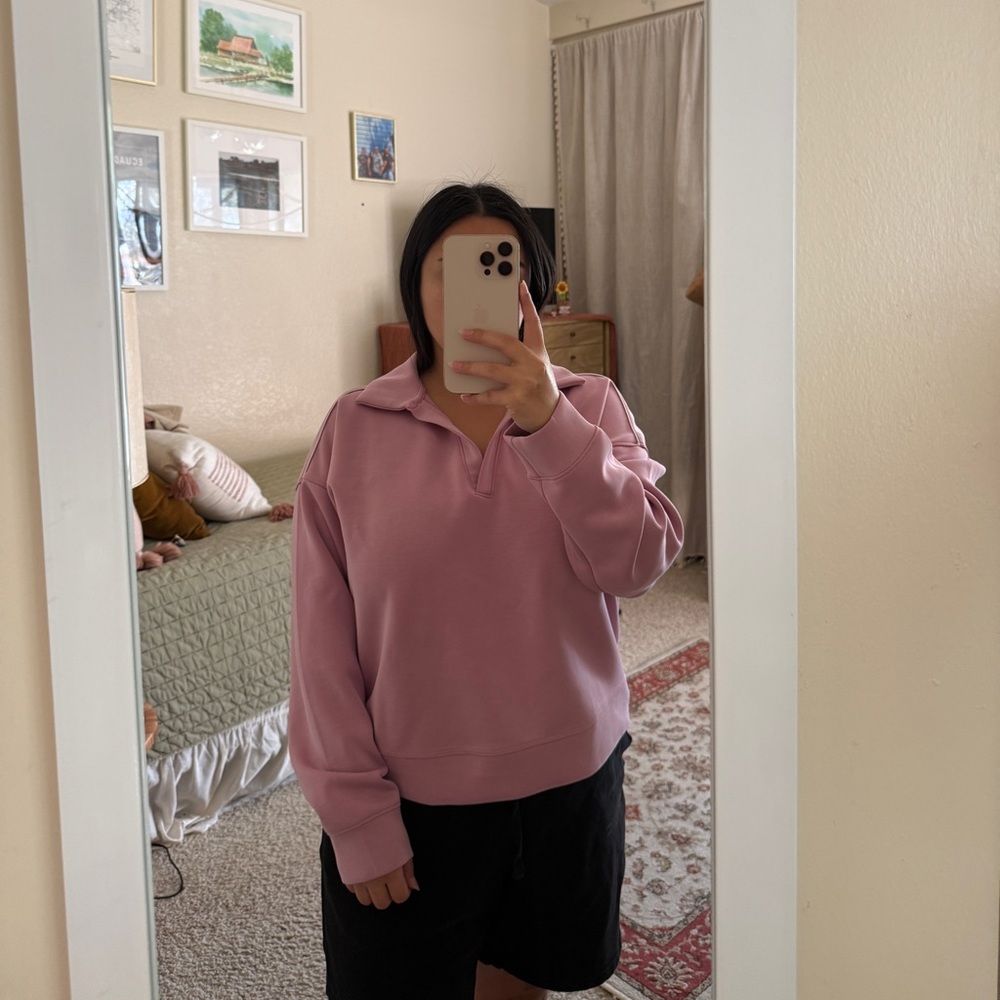 All in Motion Women's Soft Pink Crew Neck Sweater